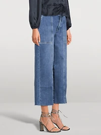 Braided-Hem Wide-Leg Jeans