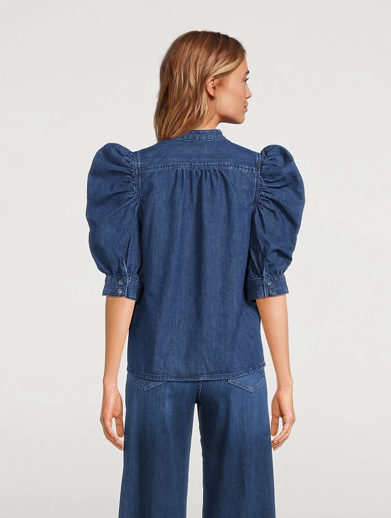 Gillian Short-Sleeve Denim Shirt
