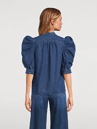 Gillian Short-Sleeve Denim Shirt