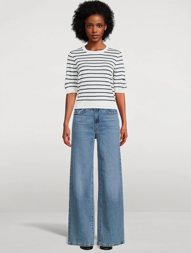 Striped Short-Sleeve Sweater