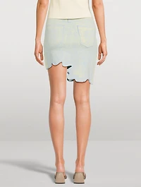 Lindsay Wavy Mini Skirt Denim Print