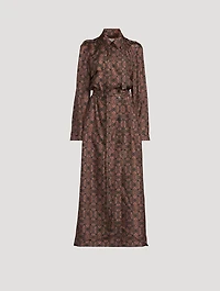 Renwicks Silk Belted Trench Coat Swirl Print
