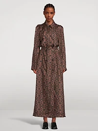 Renwicks Silk Belted Trench Coat Swirl Print
