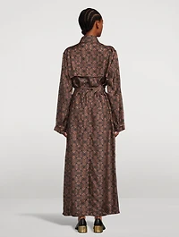 Renwicks Silk Belted Trench Coat Swirl Print