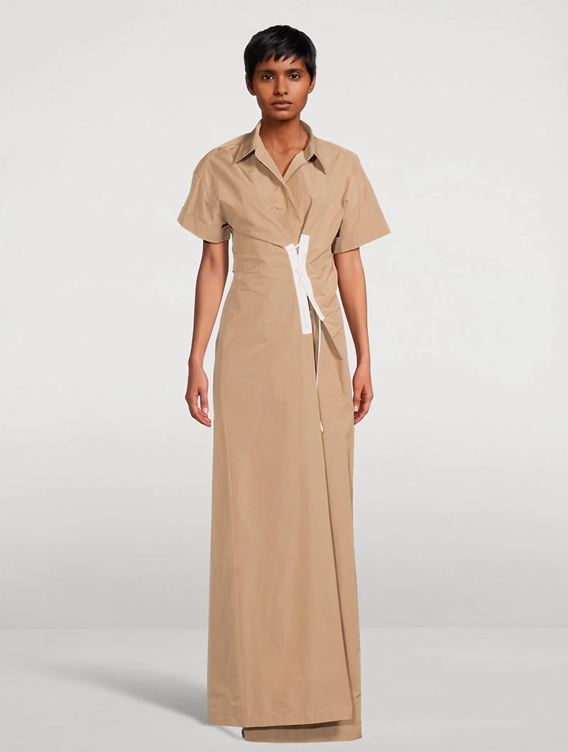 Delick Lace-Up Shirt Dress