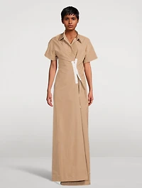 Delick Lace-Up Shirt Dress