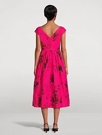 Cotton Faille Midi Dress Cavendish Rose Print