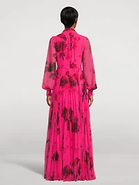 Puff-Sleeve Gown Cavendish Rose Print