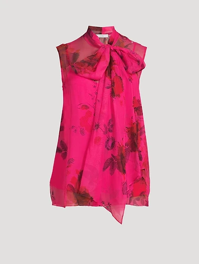 Tie-Neck Blouse Cavendish Rose Print