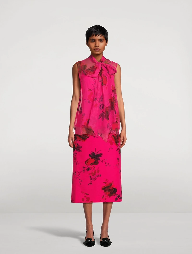 Tie-Neck Blouse Cavendish Rose Print