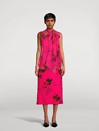 Tie-Neck Blouse Cavendish Rose Print