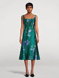 Satin Midi Dress Cavendish Rose Print