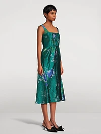 Satin Midi Dress Cavendish Rose Print