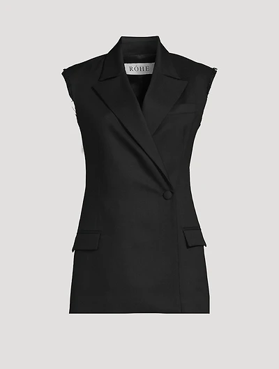 Sleeveless Wool Blazer
