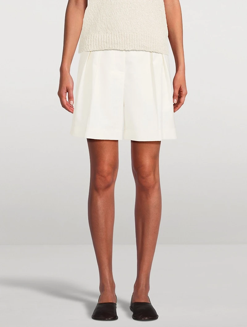 Wide-Leg Wool Shorts