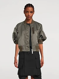 Puff-Sleeve Nylon Twill Blouson Bomber Jacket