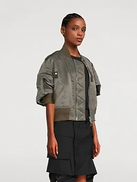 Puff-Sleeve Nylon Twill Blouson Bomber Jacket