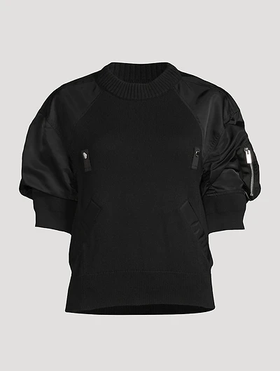 Nylon Twill Mix Sweater