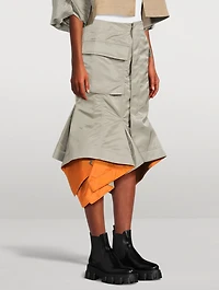 Nylon Twill Cargo Midi Skirt