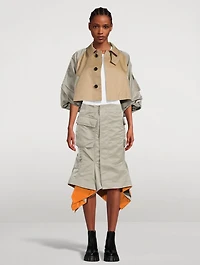 Nylon Twill Cargo Midi Skirt