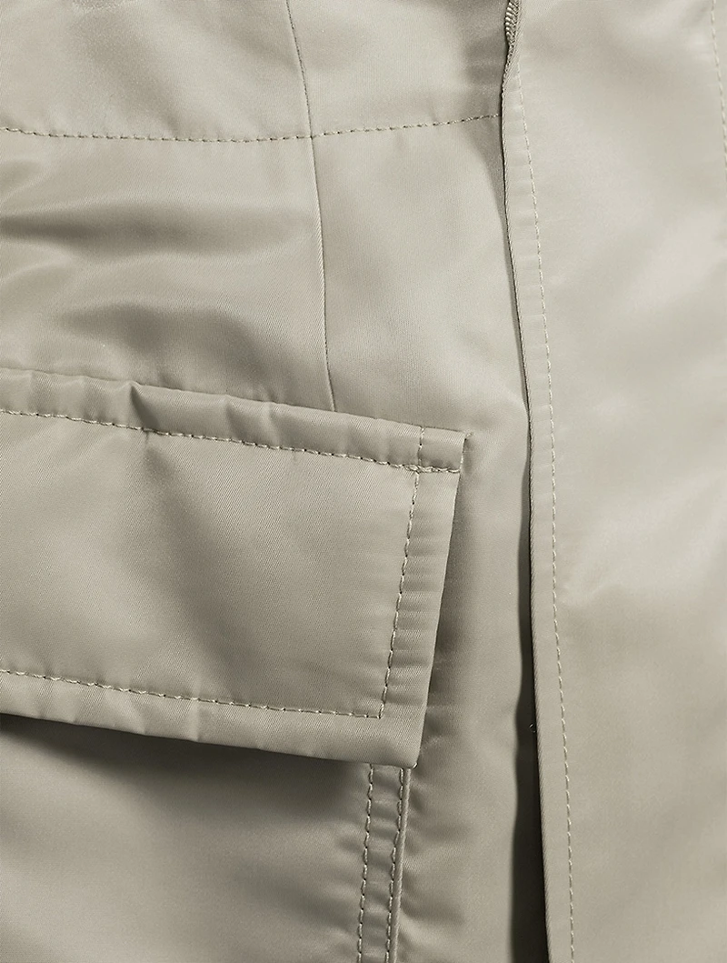 Nylon Twill Cargo Midi Skirt
