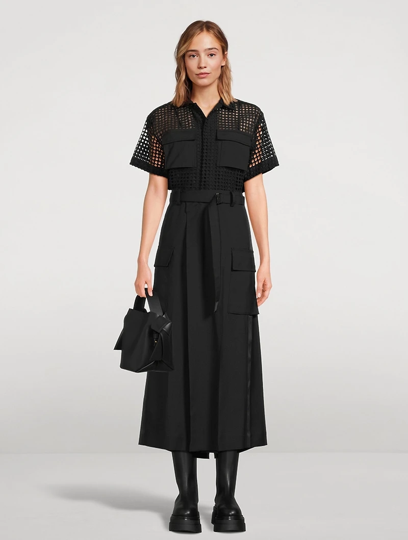 Cotton Short-Sleeve Midi Dress