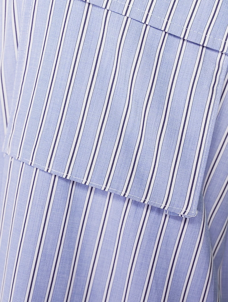 Sleeveless Shirt Dress Stripe Print