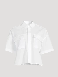 Pleated-Back Cropped Shirt