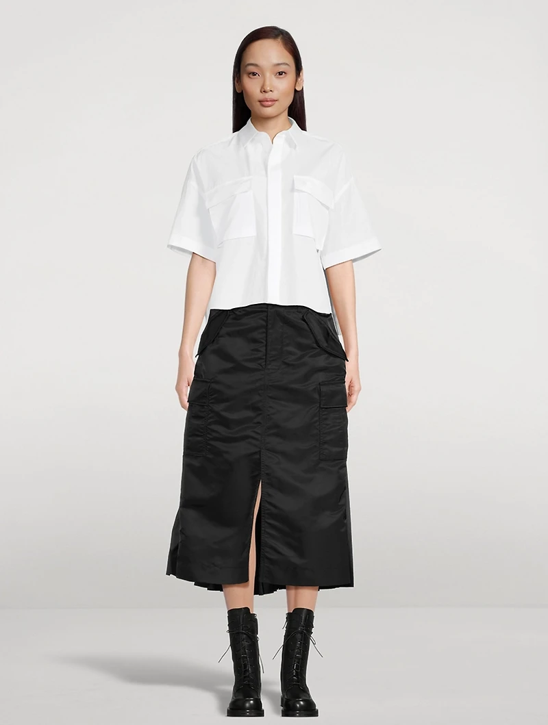 Pleated-Back Cropped Shirt