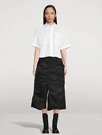 Pleated-Back Cropped Shirt