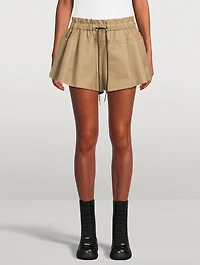 Cotton Gabardine Pleated Shorts