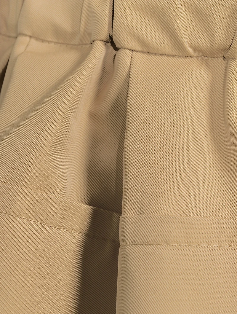 Cotton Gabardine Pleated Shorts