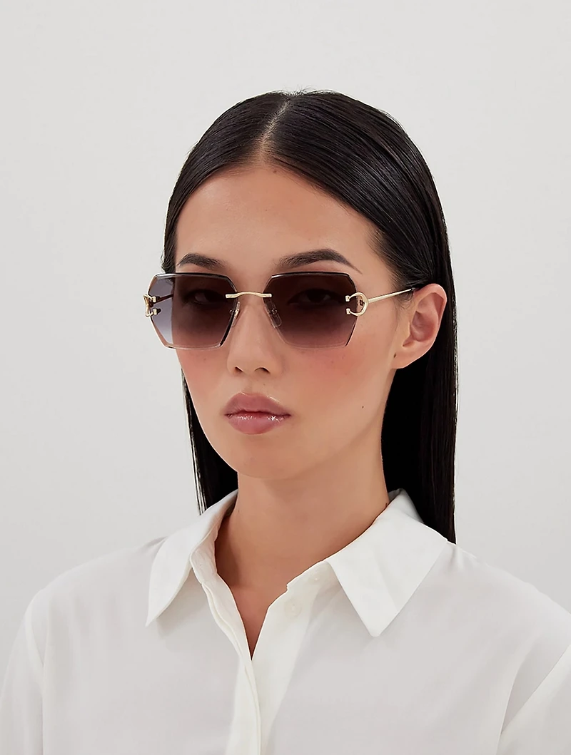 Signature C De Cartier Square Sunglasses