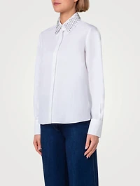 Cotton Poplin Shirt With Removable Collar