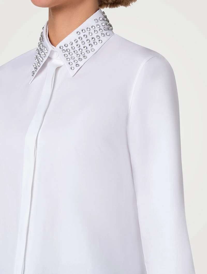 Cotton Poplin Shirt With Removable Collar
