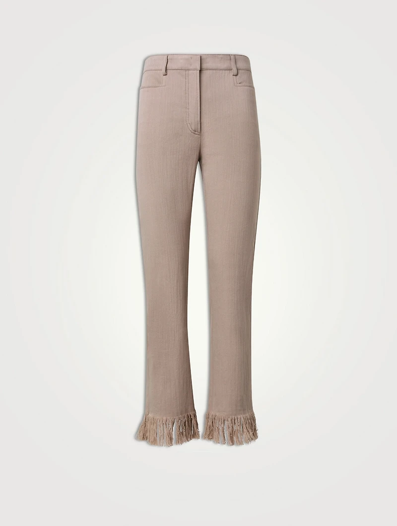 Marli Straight-Leg Ankle Pants With Fringe
