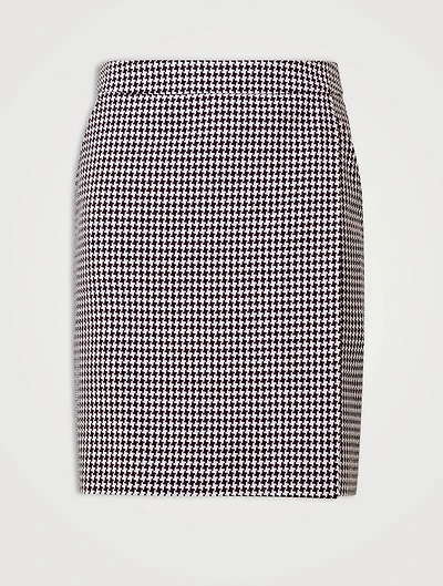 Wool-Blend Mini Skirt Houndstooth Print