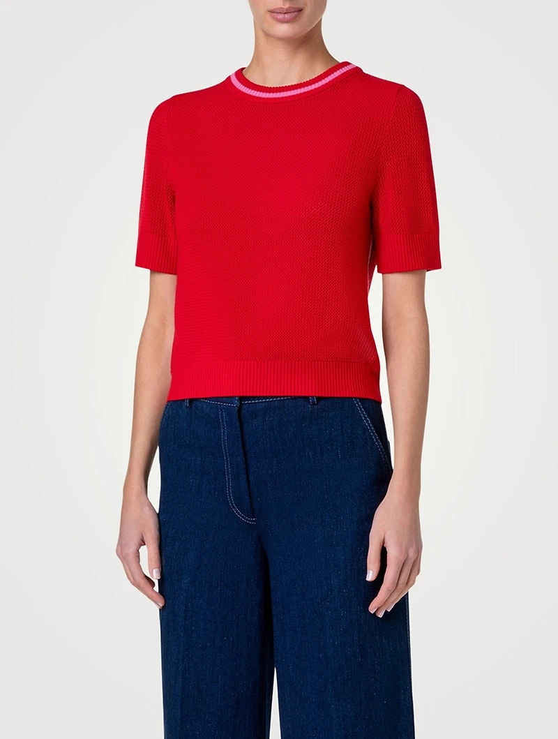 Short-Sleeve Wool Sweater