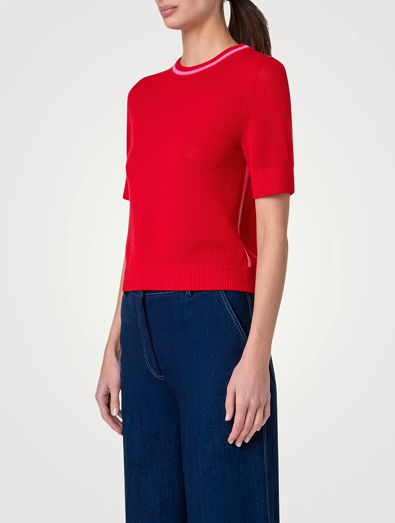Short-Sleeve Wool Sweater