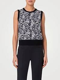 Printed Silk And Wool Sleeveless Sweater