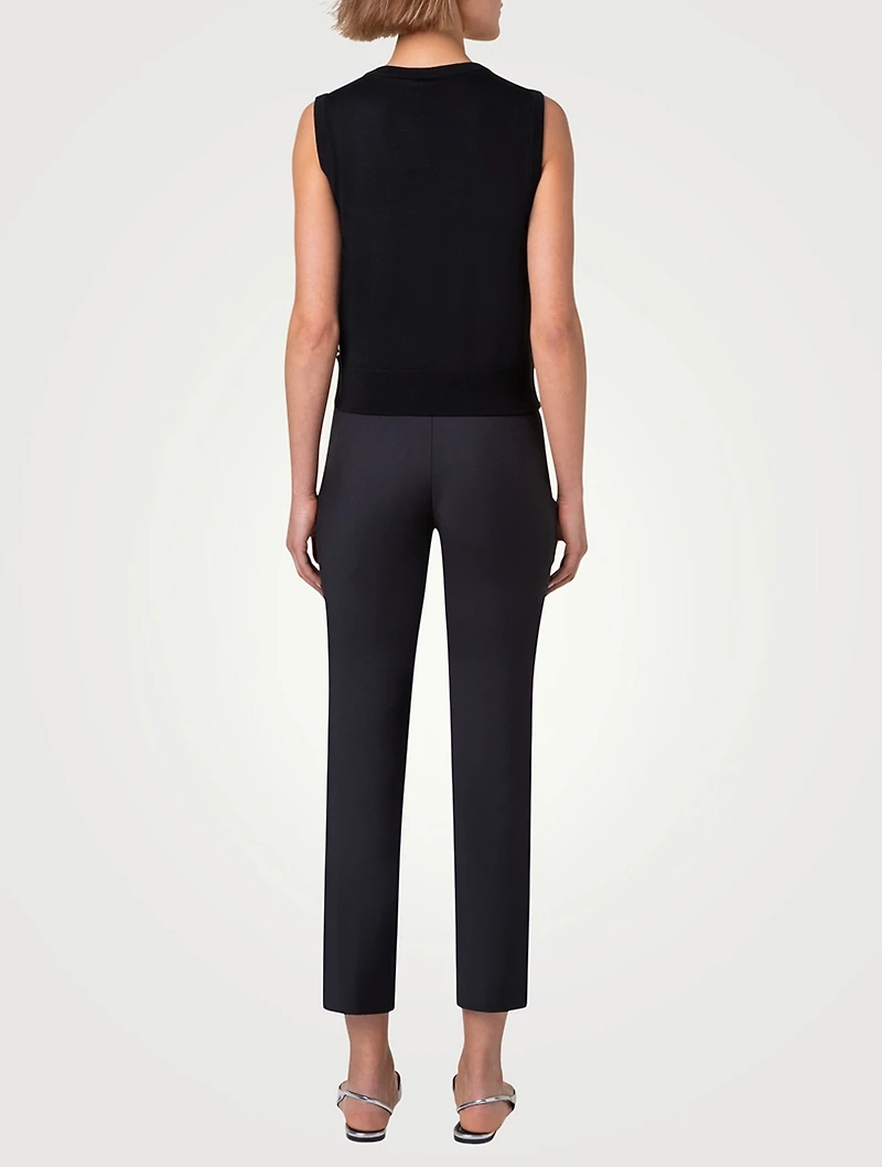 Printed Silk And Wool Sleeveless Sweater