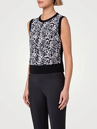Printed Silk And Wool Sleeveless Sweater