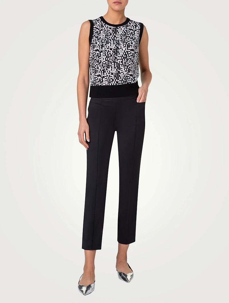 Printed Silk And Wool Sleeveless Sweater