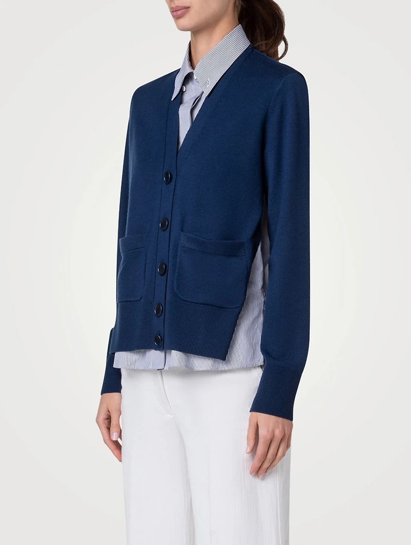 Faux Layered Wool Cardigan