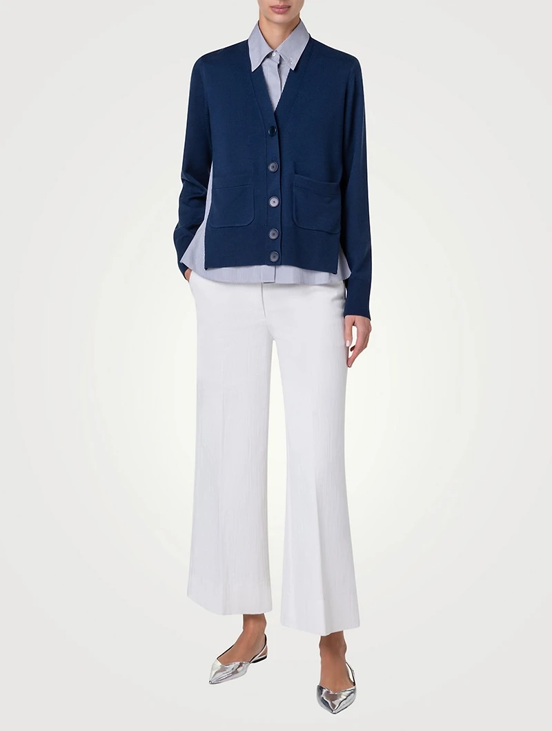 Faux Layered Wool Cardigan