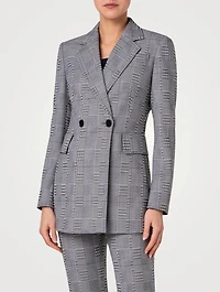 Double-Breasted Glen Check Wool Blazer