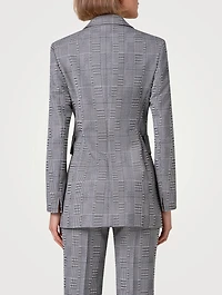 Double-Breasted Glen Check Wool Blazer