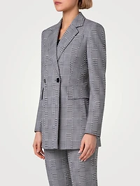 Double-Breasted Glen Check Wool Blazer