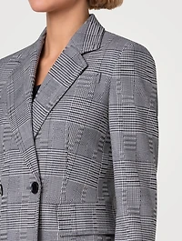 Double-Breasted Glen Check Wool Blazer