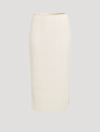 Pleated Satin Pencil Skirt